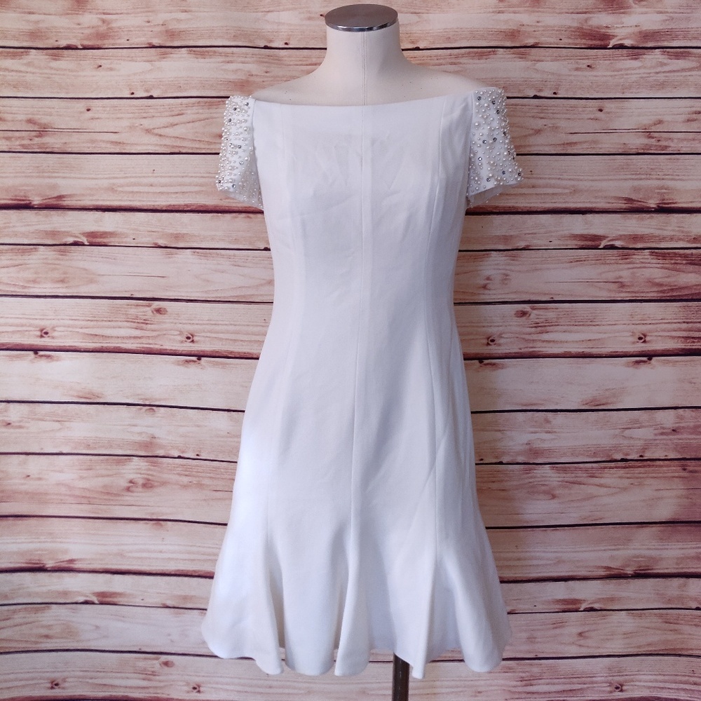 Vintage White AJ Bari Off Shoulder Dress